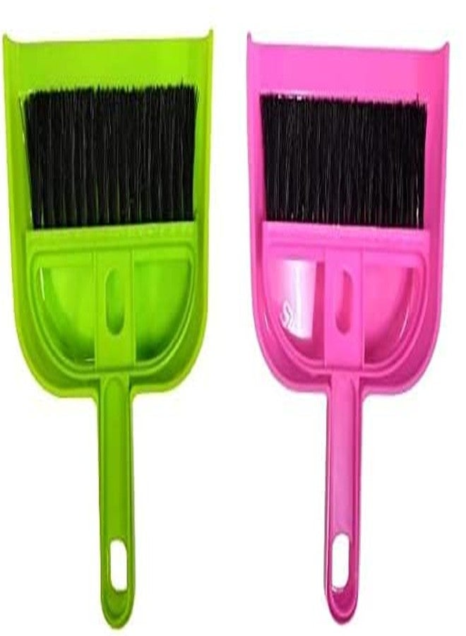 ServEzee Set of 2 Mini Dustpan and Brush Set Hand Broom Cute Little Whisk Dust Pan and Brush Set for Camping,Keyboard,Table,Desk,Window Gaps,Small Messes, Kids,Cat,Dog (Multicolor) - Image 1